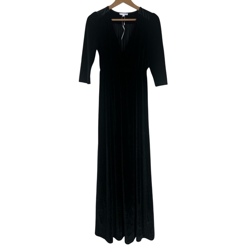 NWT Baltic Born Sofia Solid Velvet Maxi Dress Black Formal Empire Waist Size S - Picture 2 of 7